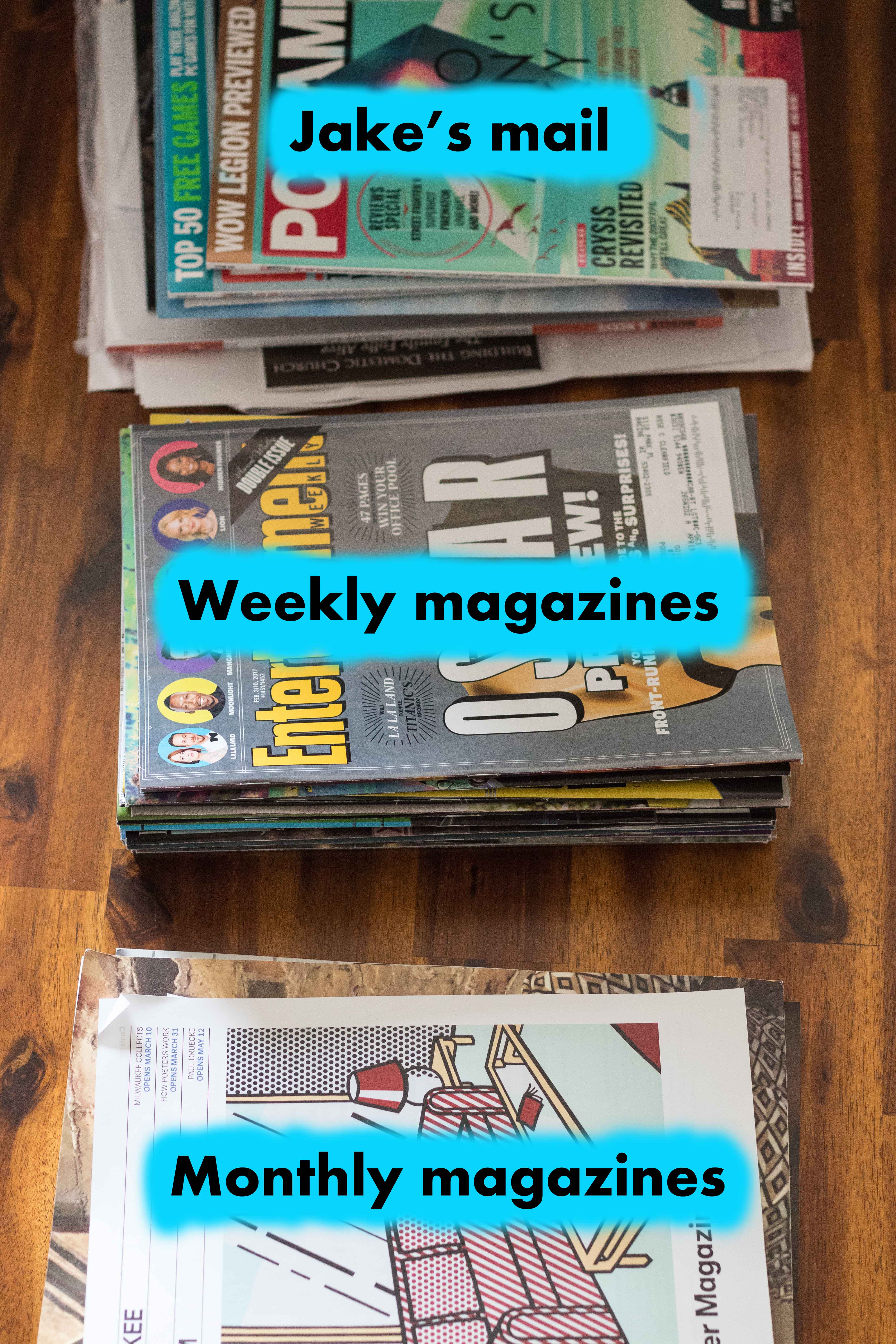 10 Quick Decluttering Projects to Organize Your Home - Sorted Magazines and Catalogs | https://www.roseclearfield.com