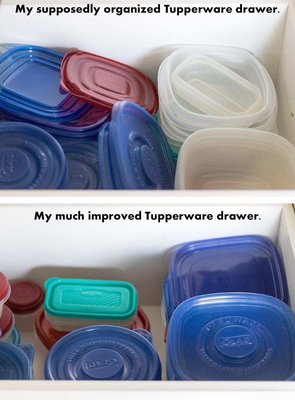 Tupperware Drawer Organization