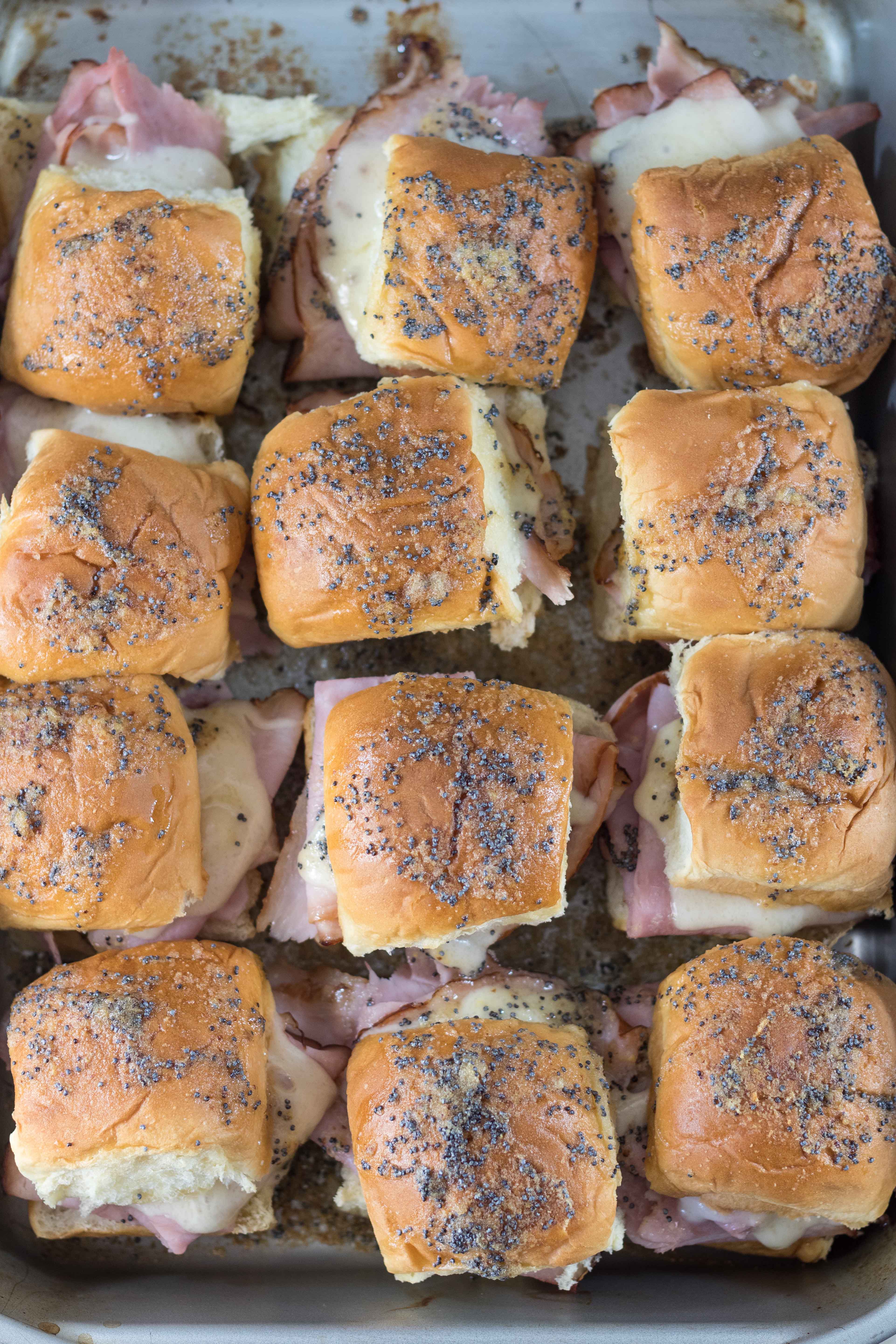 Hawaiian Roll Ham and Swiss Cheese Sliders | https://www.roseclearfield.com