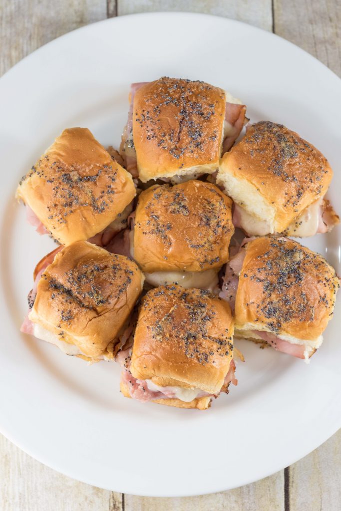 Hawaiian Roll Ham and Swiss Cheese Sliders | https://www.roseclearfield.com