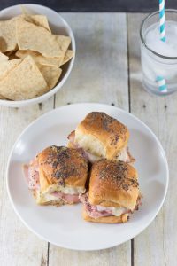 Hawaiian Roll Ham and Swiss Cheese Sliders | https://www.roseclearfield.com