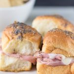 Hawaiian Roll Ham and Swiss Cheese Sliders | https://www.roseclearfield.com