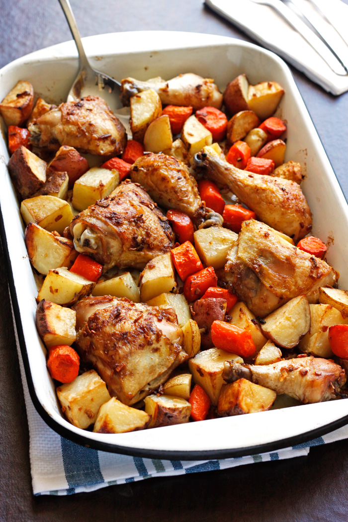 30 Days of Healthy Chicken Dinner Recipes - Onion Roasted Chicken and Potatoes via Pass the Challah | https://www.roseclearfield.com