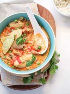 30 Days of Healthy Dinner Recipes - Slow Cooker Thai Chicken Soup via Foodiecrush | https://www.roseclearfield.com