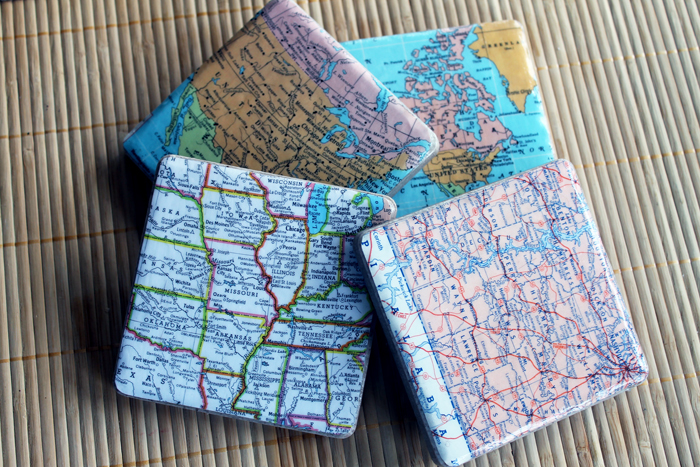 Last Minute DIY Father's Day Gift Ideas - DIY Map Coasters via The Country Chic Cottage | https://www.roseclearfield.com