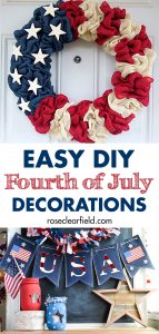 Easy DIY 4th of July decorations to make your home patriotic and festive for the upcoming holiday! #4thofJuly #FourthofJuly #DIYhomedecor #holidaydecor | https://www.roseclearfield.com