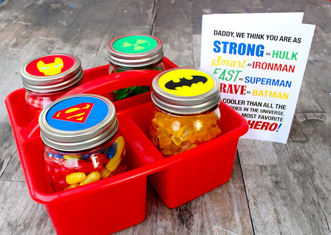 Last Minute DIY Father's Day Gift Ideas - Father's Day Superhero Gift with Free Printables via Sandy Toes and Popsicles | https://www.roseclearfield.com