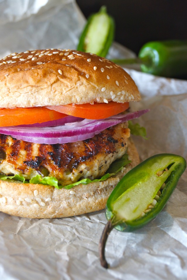 30 Days of Healthy Grilling Recipes - Grilled Jalapeno Pepper Jack Turkey Burgers via Cooking on the Weekends | https://www.roseclearfield.com