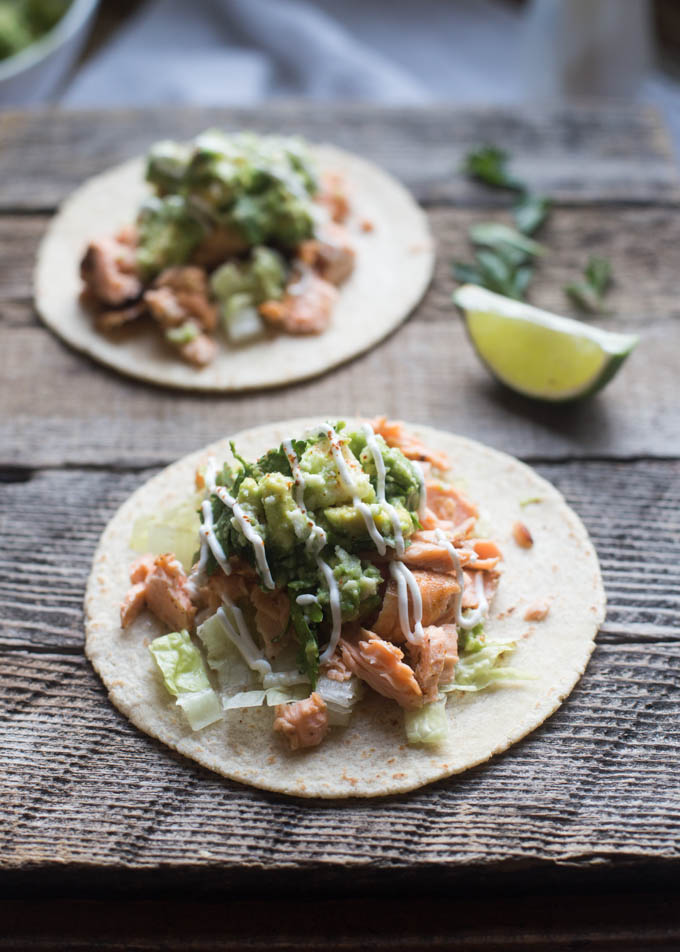 30 Days of Healthy Grilling Recipes - Grilled Salmon Tacos with Avocado Queso Fresco Salsa via Boys Ahoy | https://www.roseclearfield.com