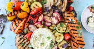 Marinated Grilled Vegetables with Avocado Whipped Feta How Sweet It Is