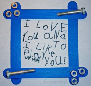 Last Minute DIY Father's Day Gift Ideas - Nuts and Bolts Frame via Fun-A-Day | https://www.roseclearfield.com