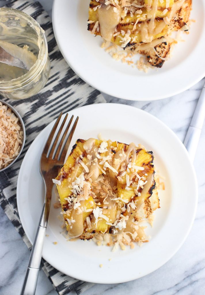 30 Days of Grilled Desserts - Grilled Angel Food Cake with Pineapple, Coconut, and Caramel via My Sequined Life | https://www.roseclearfield.com