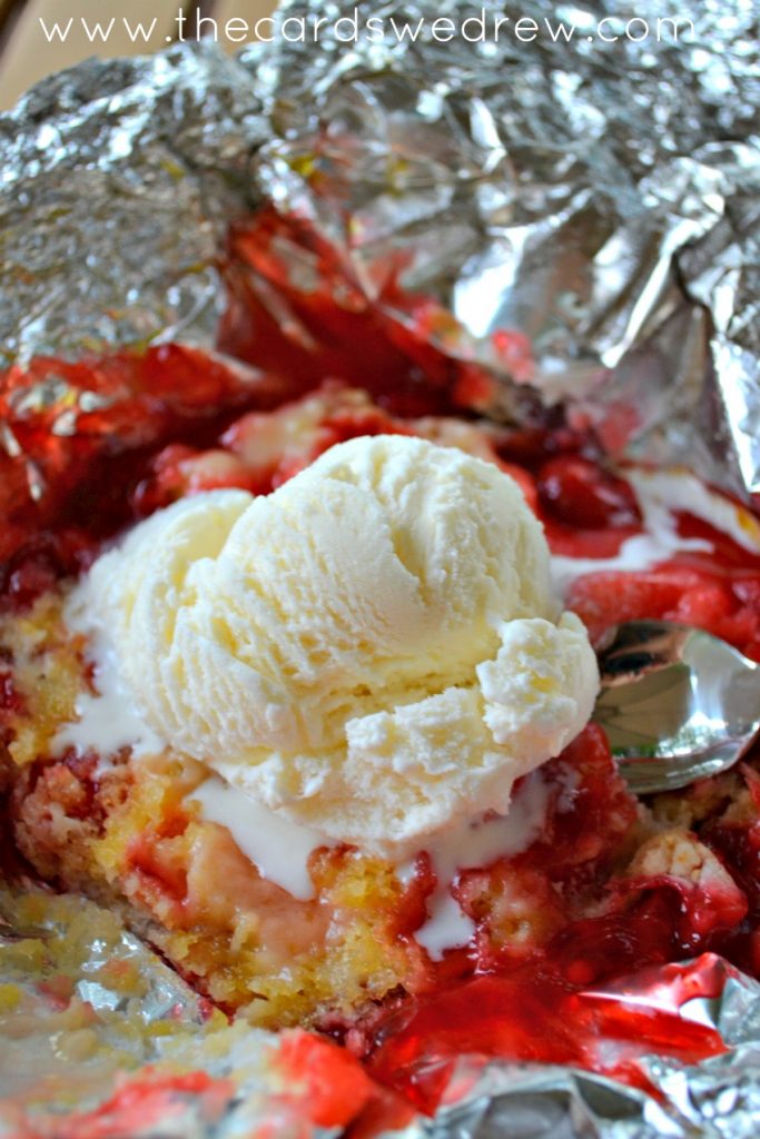 30 Days of Grilled Desserts - Grilled Cherry Cobbler with Ice Cream via The Cards We Drew | https://www.roseclearfield.com