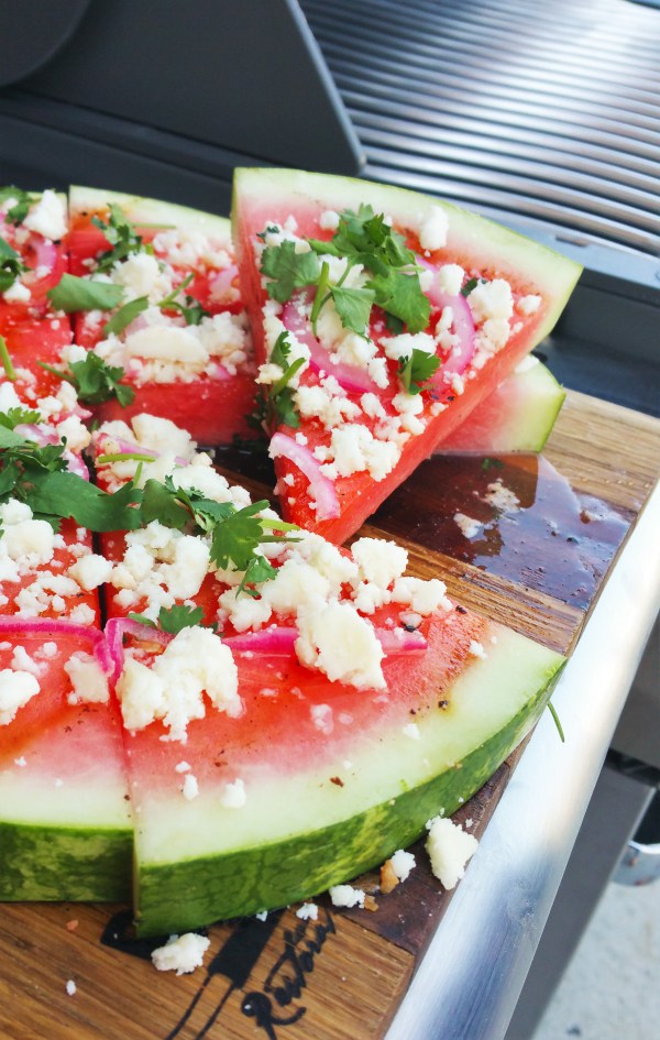 30 Days of Grilled Desserts - Grilled Watermelon Pizza with Honey and Lime via Hey Grill Hey | https://www.roseclearfield.com