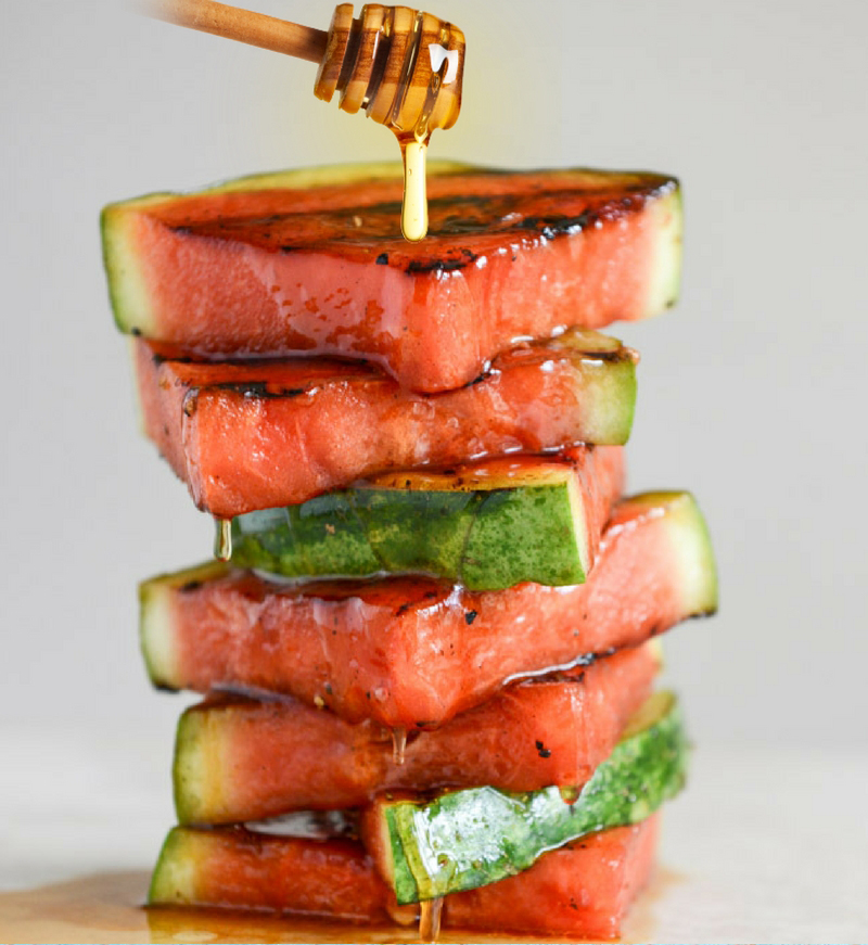 30 Days of Grilled Desserts - Honey Glazed Grilled Watermelon via Grill Lovers | https://www.roseclearfield.com