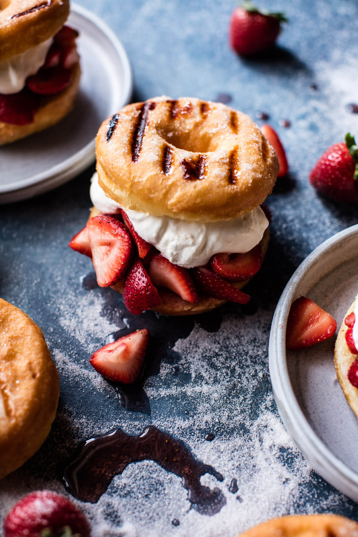 30 Days of Grilled Desserts - Strawberry Shortcake Grilled Doughnuts via Half Baked Harvest | https://www.roseclearfield.com