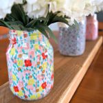 Spring Mason Jar Decor - Layed Fabric Spring Mason Jars via Dwelling in Happiness | https://www.roseclearfield.com