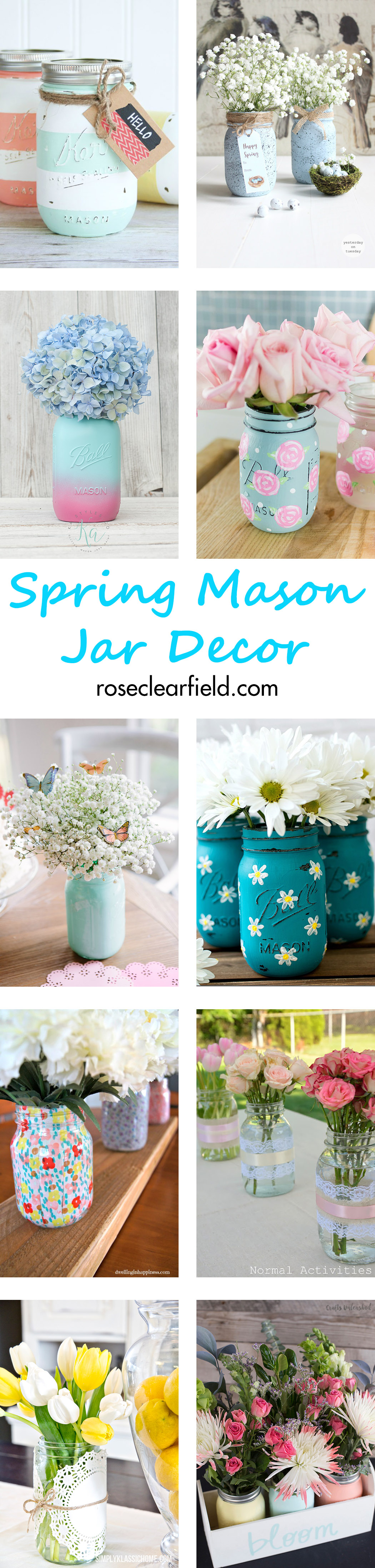 Spring Mason Jar Decor | https://www.roseclearfield.com