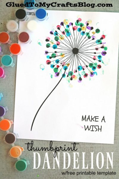 Thumbprint Dandelion via Glued to My Crafts | https://www.roseclearfield.com