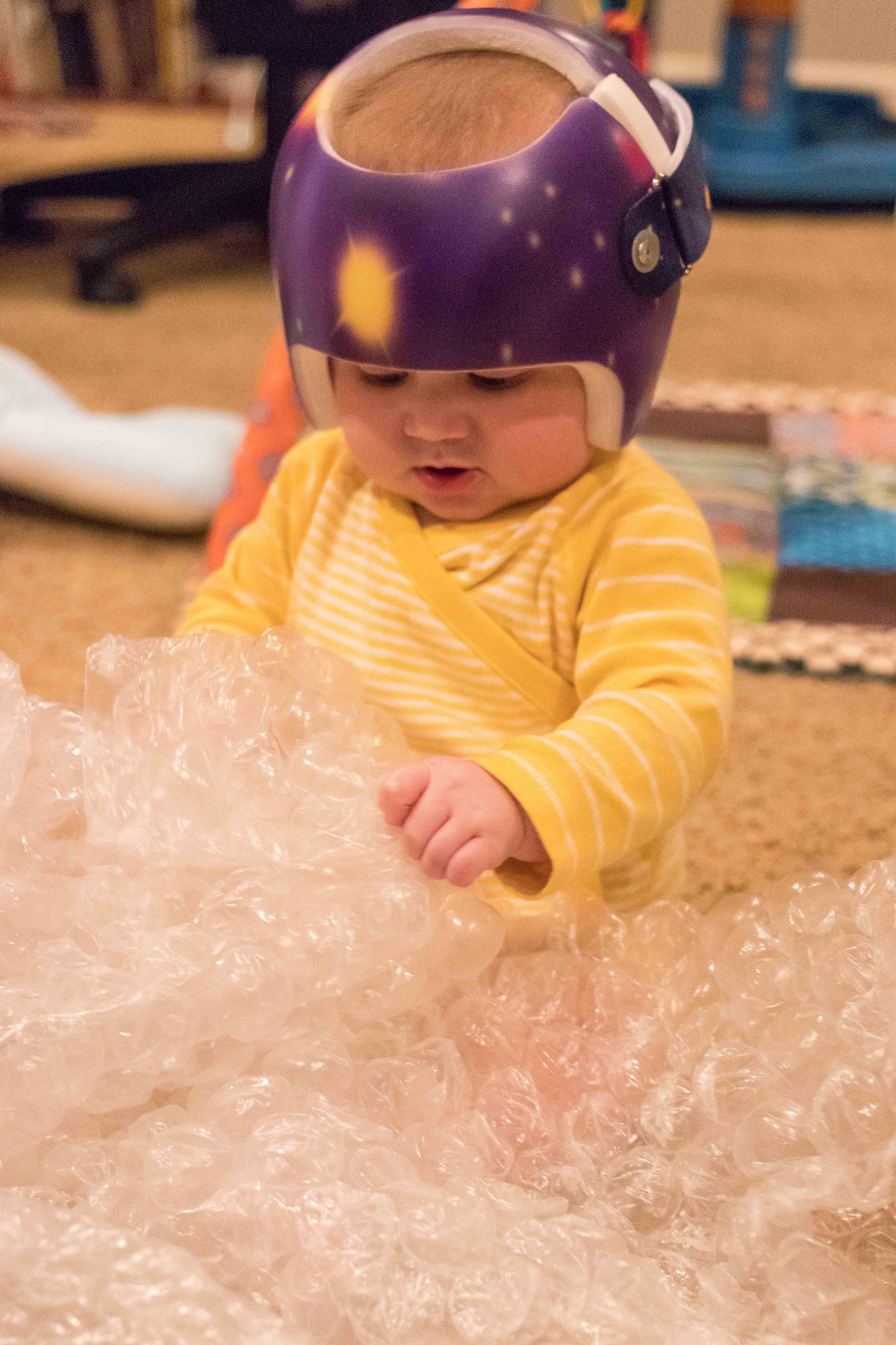 Tommy in His Helmet with the Bubble Wrap 3.7.18 | https://www.roseclearfield.com