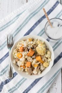 Coconut Rice with Vegetables and Chicken Sausage | https://www.roseclearfield.com