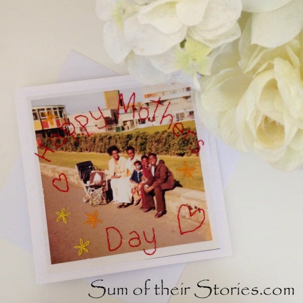 Unique Mother's Day Photo Gift Ideas - Stitched Photo Mother's Day Card, Sum of their Stories via The Pinning Mama | https://www.roseclearfield.com