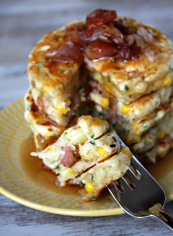 Breakfast for Dinner Ideas - Bacon and Corn Griddle Cakes via Recipe Girl | https://www.roseclearfield.com