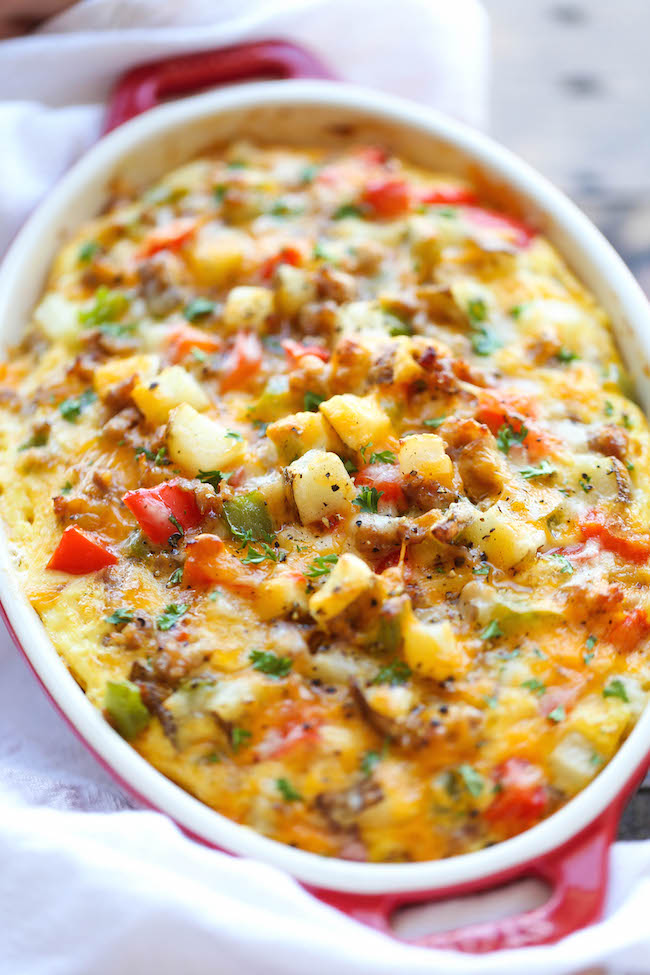 Breakfast for Dinner Ideas - Cheesy Breakfast Casserole via Damn Delicious | https://www.roseclearfield.com