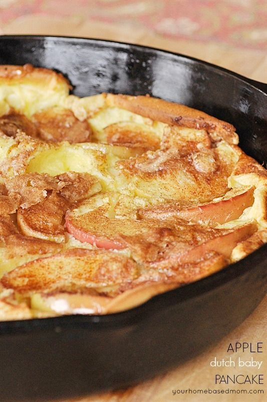 Breakfast for Dinner Ideas - Cinnamon Apple Dutch Baby Pancake via Your Home Based Mom | https://www.roseclearfield.com