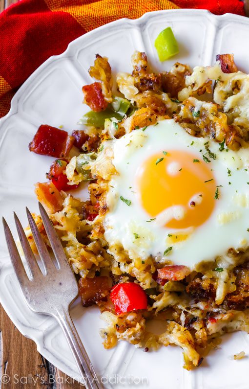 Breakfast for Dinner Ideas - Crispy Hash Breakfast Skillet Sally's via Baking Addiction | https://www.roseclearfield.com