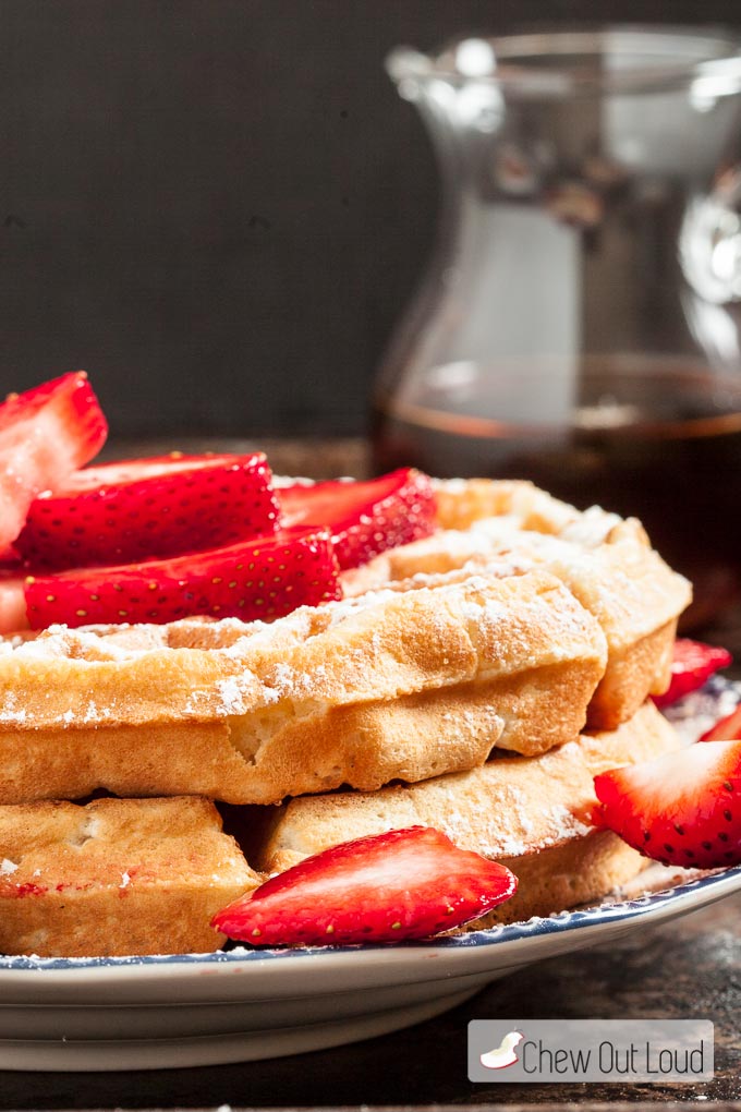 Breakfast for Dinner Ideas - Fluffy Belgian Waffles via Chew Out Loud | https://www.roseclearfield.com