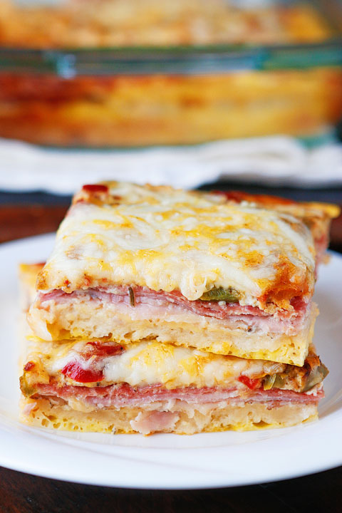 Breakfast for Dinner Ideas - Italian Breakfast Casserole via Kevin and Amanda | https://www.roseclearfield.com