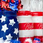 4th of July Mason Jar Decor - Red White and Blue Flag Mason Jars via It All Started With Paint | https://www.roseclearfield.com