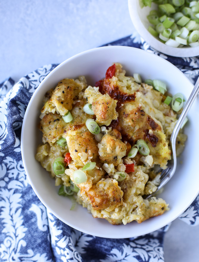 Breakfast for Dinner Ideas - Tater Tot Breakfast Skillet via How Sweet Eats | https://www.roseclearfield.com