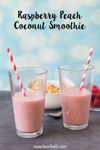 Raspberry Peach Coconut Smoothie | https://www.roseclearfield.com