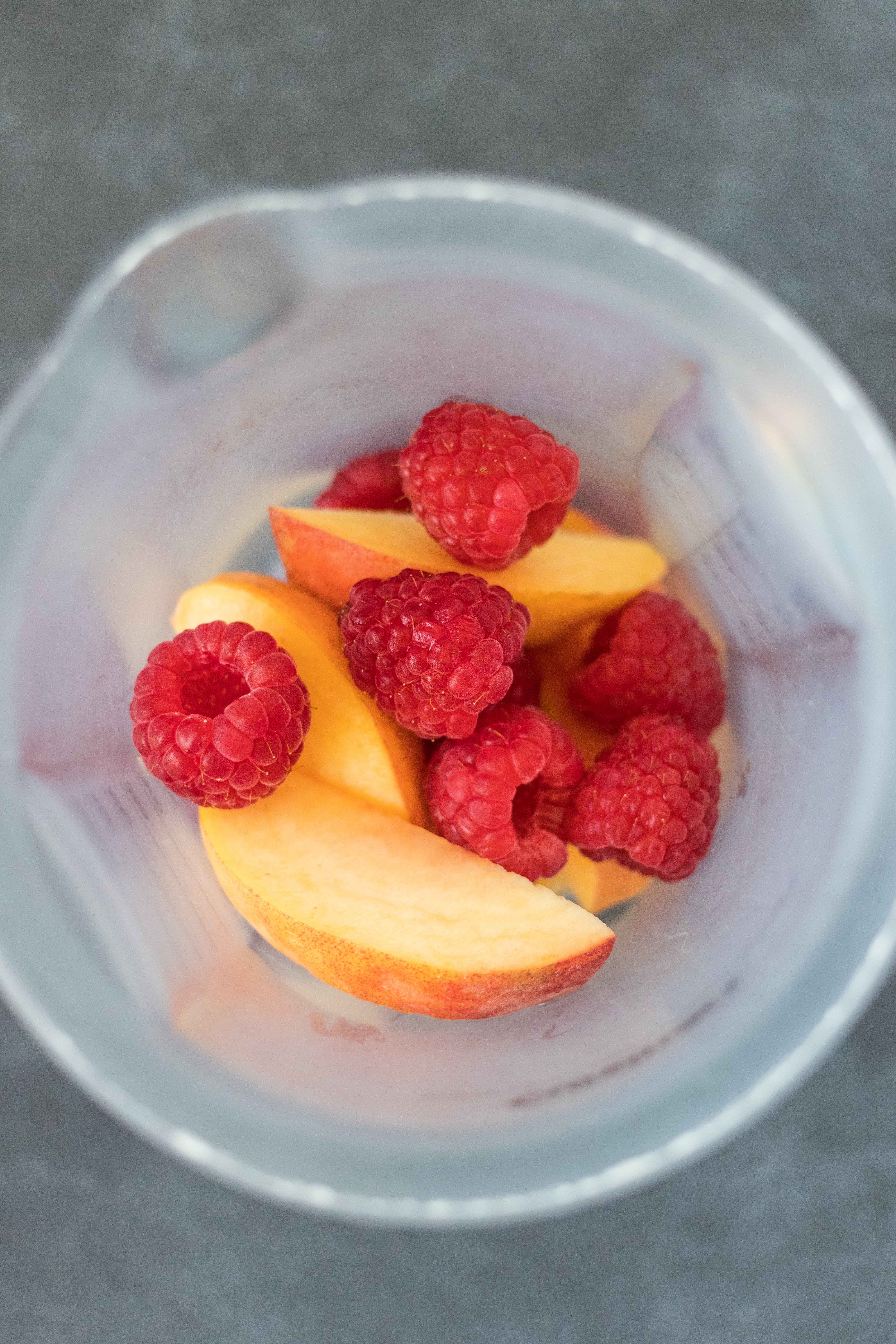 Raspberry Peach Coconut Smoothie | https://www.roseclearfield.com