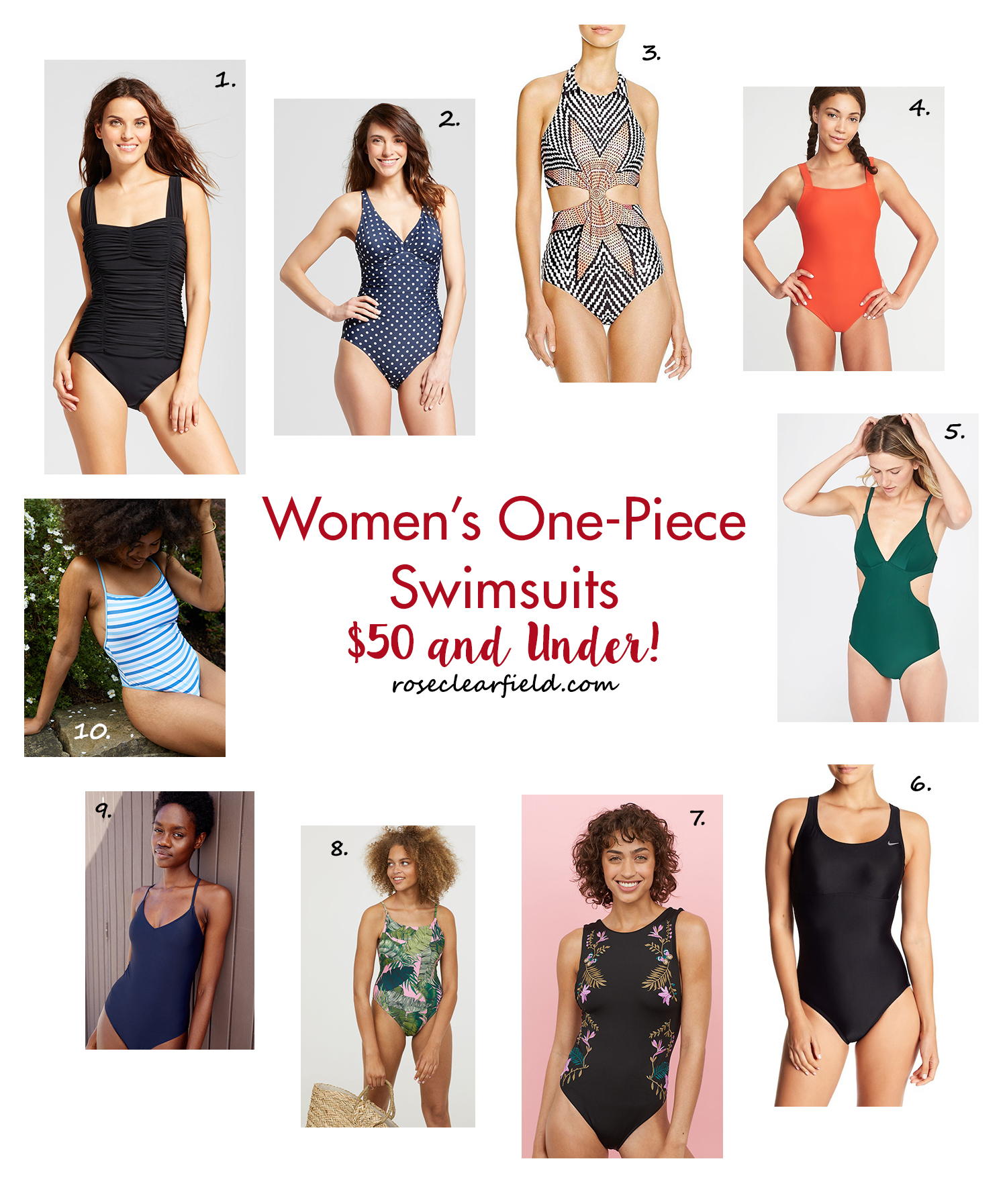 Women's One-Piece Swimsuits - $50 and Under! | https://www.roseclearfield.com