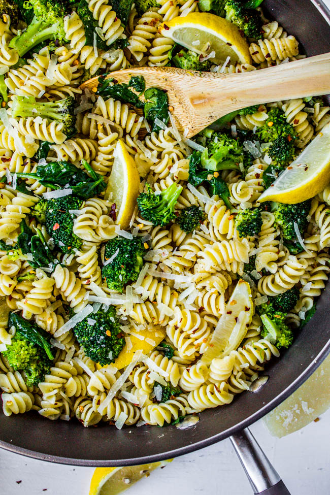 Back to School Healthy Lunches for Adults - 20 Minute Lemon Broccoli Pasta Skillet via The Food Charlatan