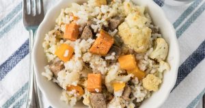 Coconut Rice with Vegetables and Chicken Sausage
