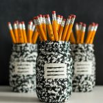 DIY Back to School Mason Jar Teacher Gifts - Composition Book Mason Jar via Mason Jar Crafts Love | https://www.roseclearfield.com