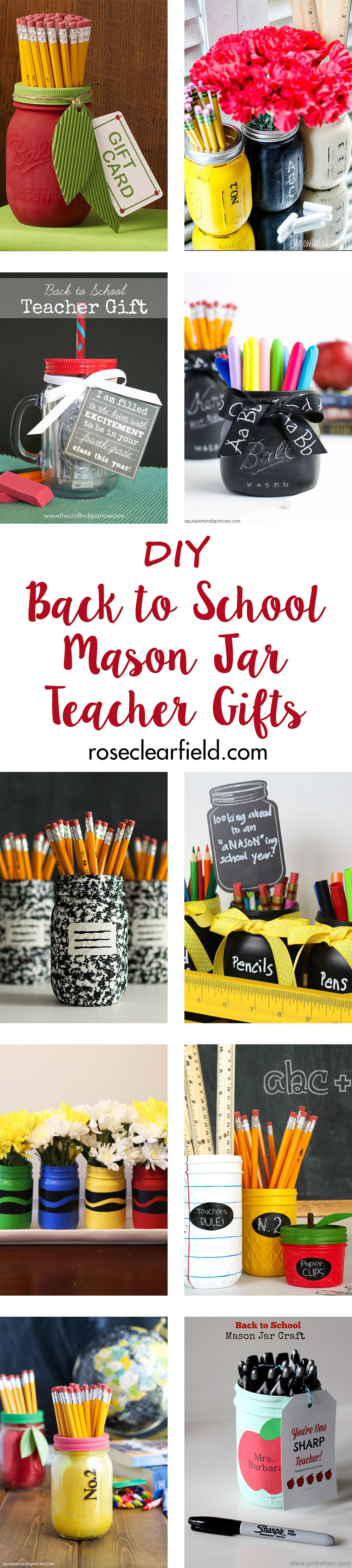 DIY Back to School Mason Jar Teacher Gifts | https://www.roseclearfield.com