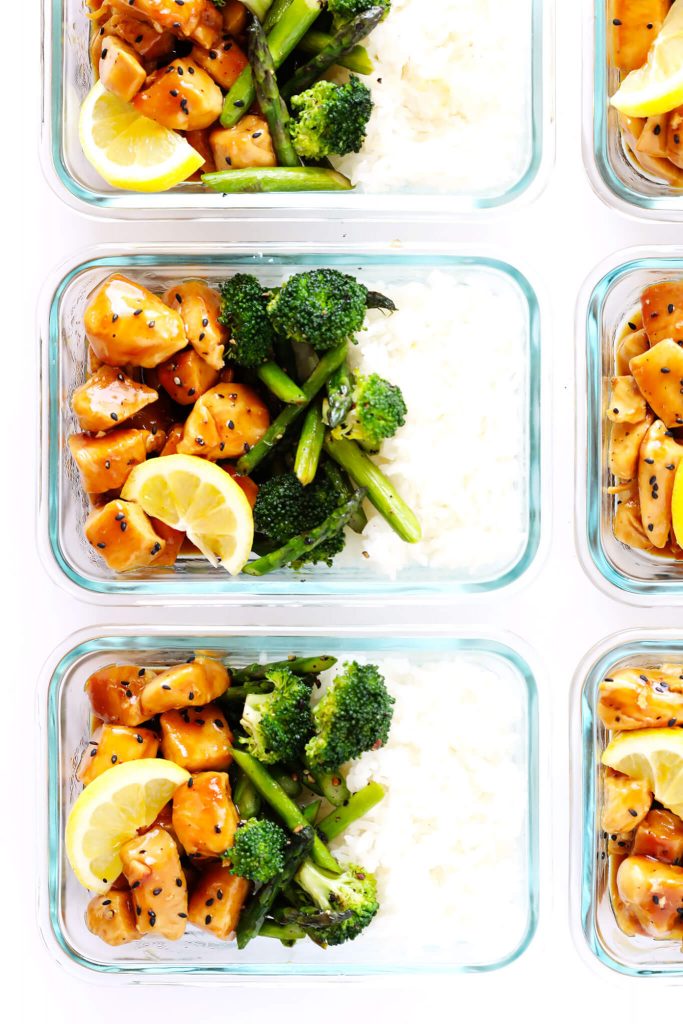 Back to School Healthy Lunches for Adults - Honey Lemon Chicken Bowls via Gimme Some Oven