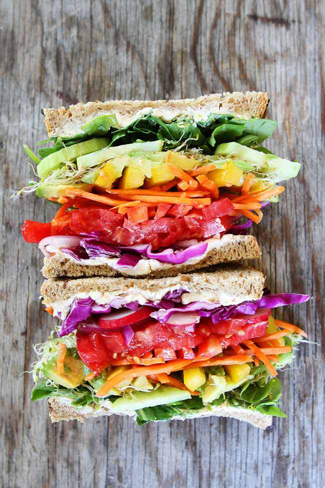 Back to School Healthy Lunches for Adults - Rainbow Vegetable Sandwich via Two Peas and Their Pod | https://www.roseclearfield.com