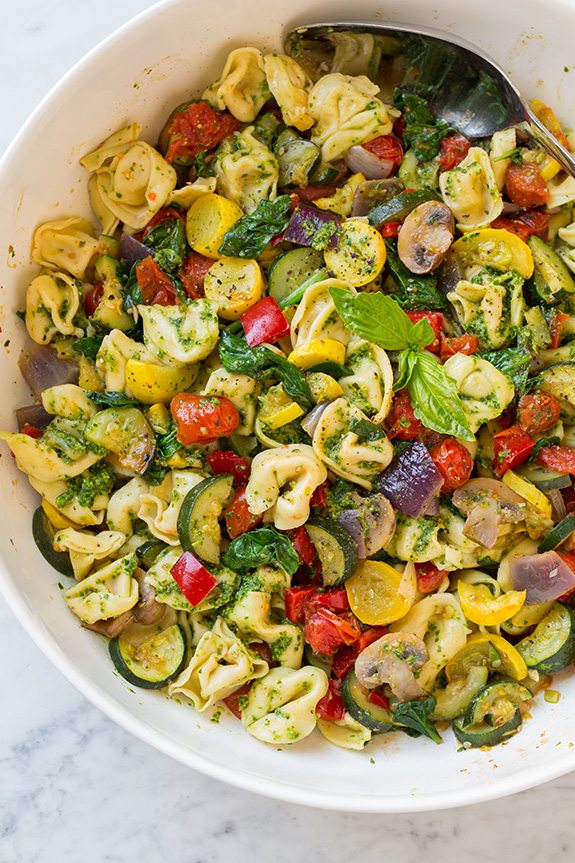 Back to School Lunches for Adults - Tortellini with Pesto and Roasted Veggies via Cooking Classy