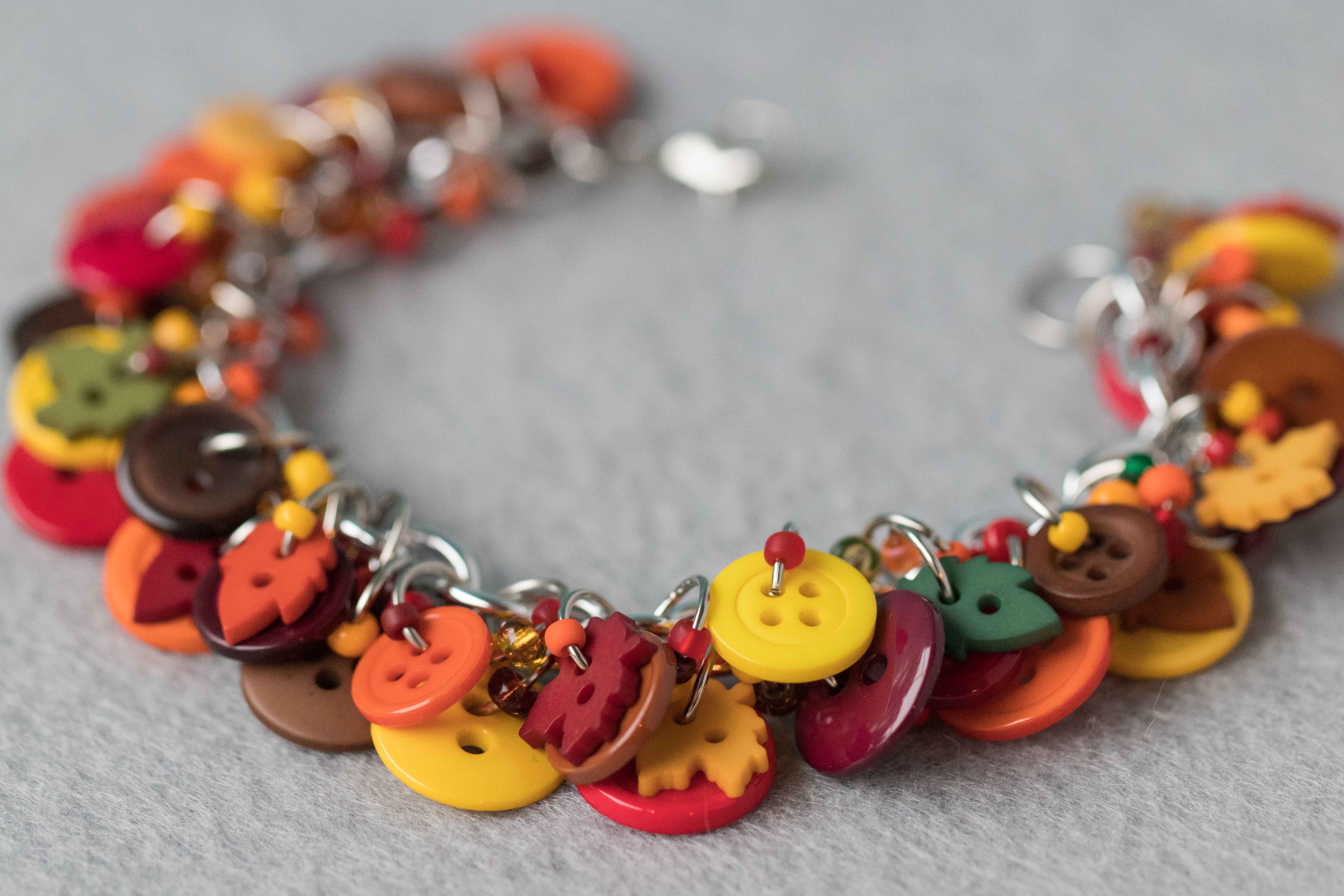 Button Charm Bracelet Autumn Leaves by randomcreative on Etsy | https://www.roseclearfield.com