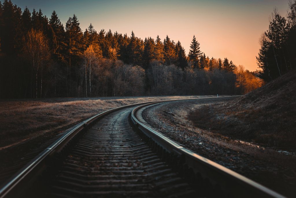 20 Creative Fall Photography Ideas - Train Rail During Golden Hour by Irina Kostenich via Pexels