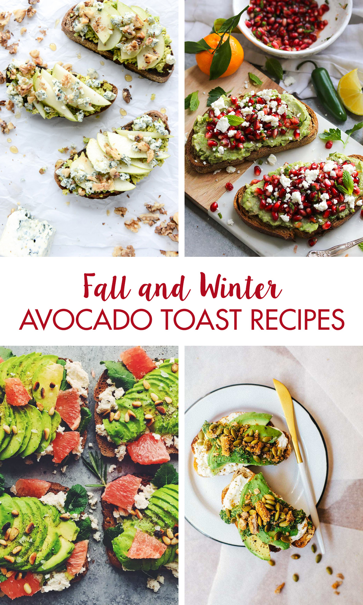 Fall and Winter Avocado Toast Recipes