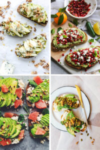 Fall and Winter Avocado Toast Recipes Four Photo Collage