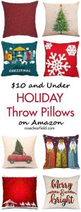 $10 and Under Holiday Throw Pillows on Amazon | https://www.roseclearfield.com