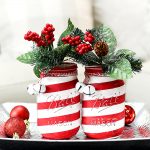 DIY Christmas Mason Jar Decor - Candy Cane Mason Jars via Mason Jar Crafts Love